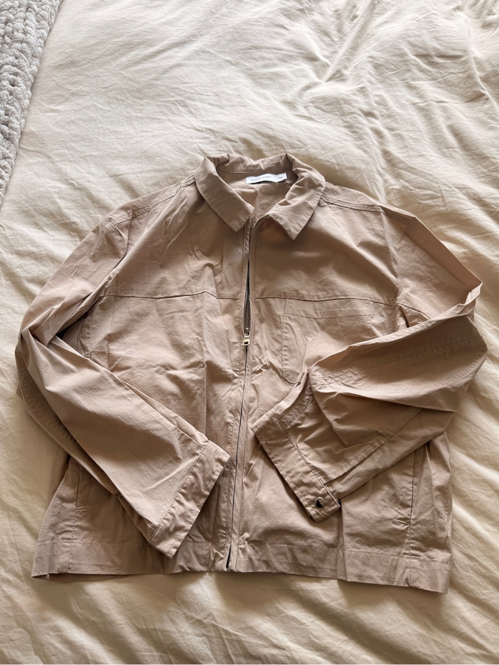 Tiger Mist Lightweight Zip-Front Shirt Jacket in Beige-Tan